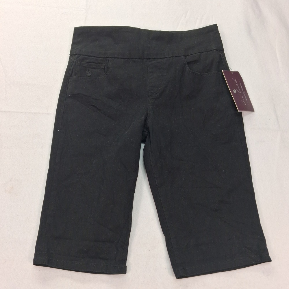 Gloria Vanderbilt Bermuda Shorts Womens 4P Amanda Pull On Black Stretch NEW